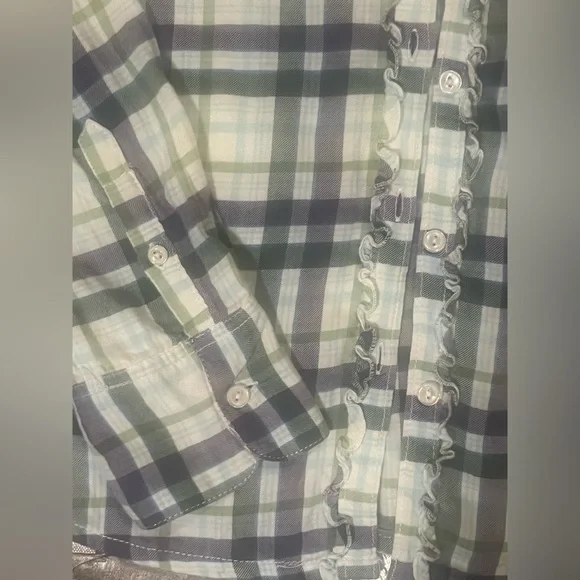 Aeropostale 2010 Green & Purple Y2K Western Long Sleeve Flannel Button Up Size S - Picture 5 of 16